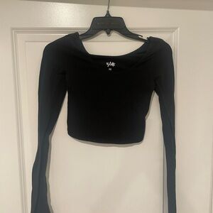 Wilfred Elegant Black Long Sleeve Crop Top